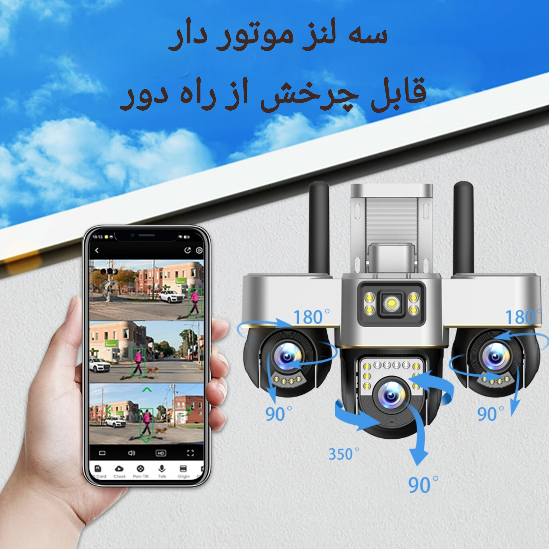 دوربین 3 لنز ، سه لنز موتوردار ( هر لنز موتور مجزا)