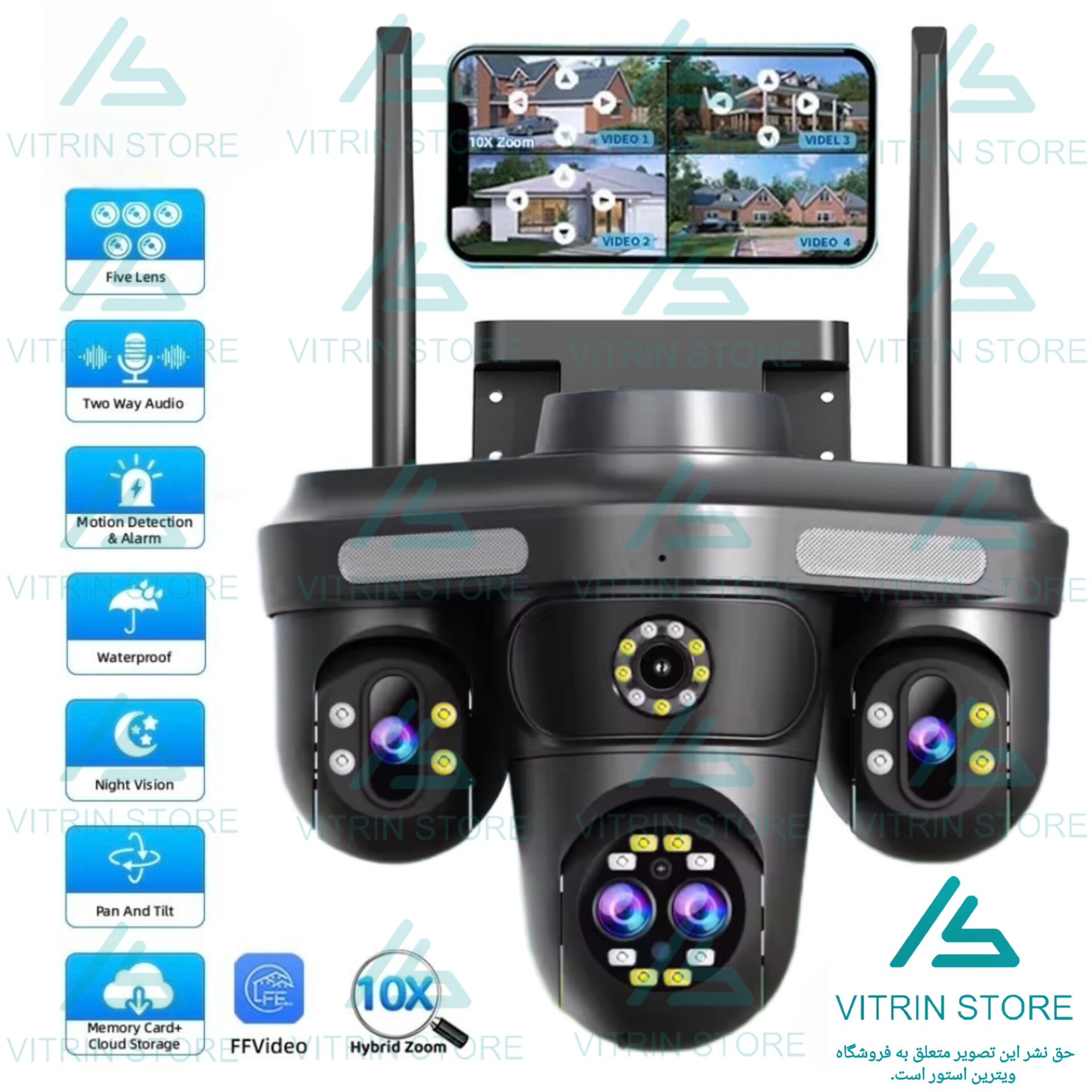 دوربین سیمکارتی 5 لنز 16mp زوم اوپتیکال 10X