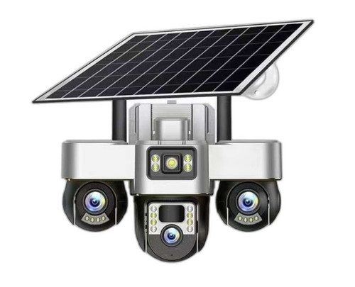 دوربین امنیتی خورشیدی سه لنز متحرک ۱۰X زوم رنگ دیزرت تیتانیوم
