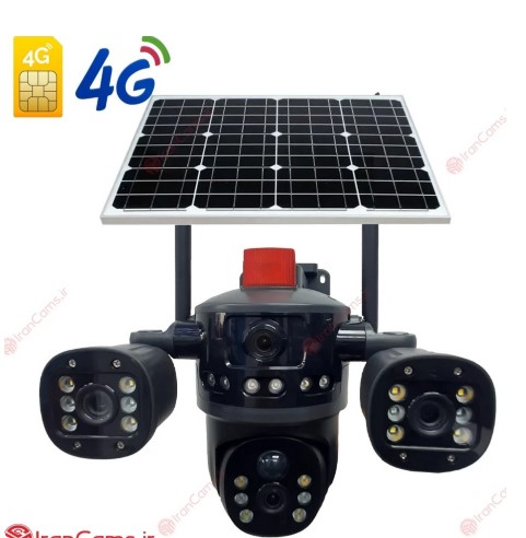 دوربین چرخشی بی سیم خورشیدی V380 مدل T36 سه لنز ۱۲ مگاپیکسل رنگ سفید