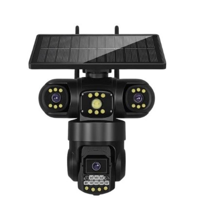 دوربین مداربسته چرخشی سه لنز سیمکارتی خورشیدی 4G
