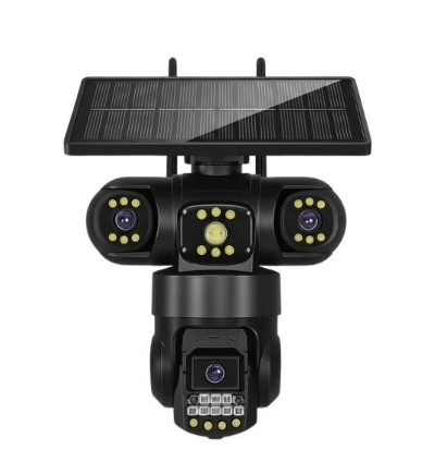 دوربین مداربسته چرخشی سه لنز سیمکارتی خورشیدی 4G