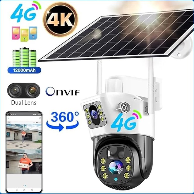 دوربین خورشیدی دو لنز مدل V380 ۴G سیمکارتی