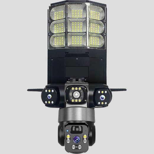 دوربین مداربسته سولار سیم‌کارتی V380 سه لنز پروژکتور دار