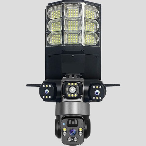 دوربین مداربسته سولار سیمکارتی V380 سه لنز پروژکتور دار