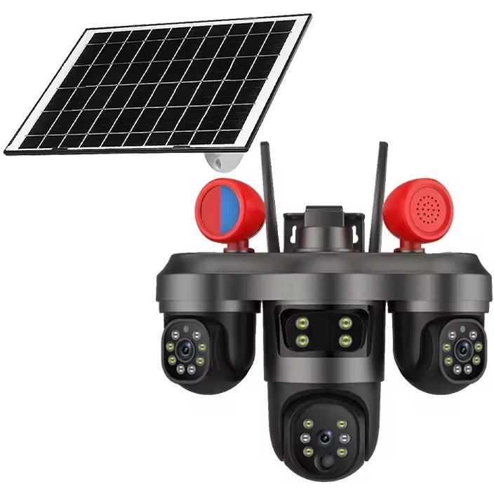 دوربین امنیتی خورشیدی V380 PRO CT36 با ۳ لنز ۱۵ مگاپیکسل سفید