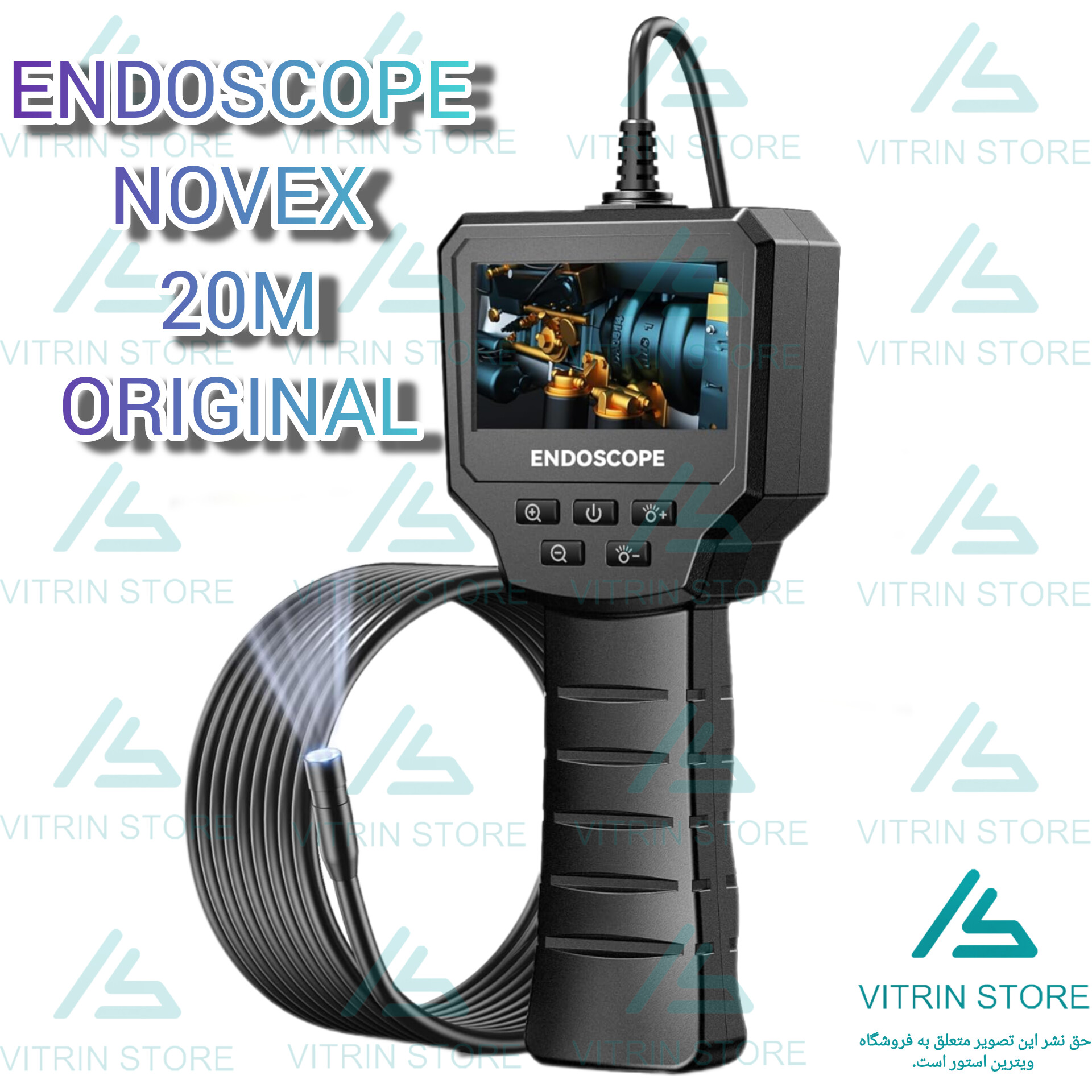 دوربین آندوسکوپی حرفه ای صنعتی/خانگی NOVEX اورجینال مانیتور دار IP67 فنری 20 متری