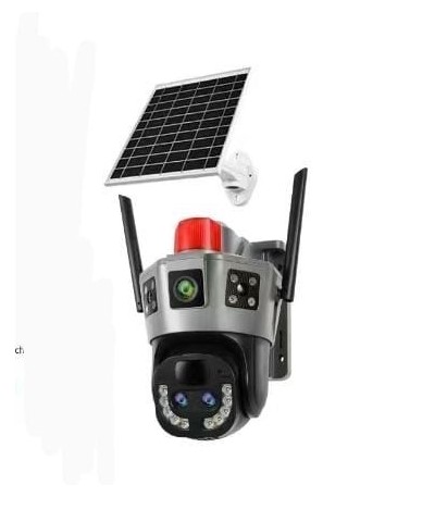 دوربین چرخشی خورشیدی سیمکارتی سه لنز 10X زوم اپتیکال مدل TZ35 بدون محدودیت در اپراتور با سرعت بالا OKAMPRO(مشکی) سرور داخلی