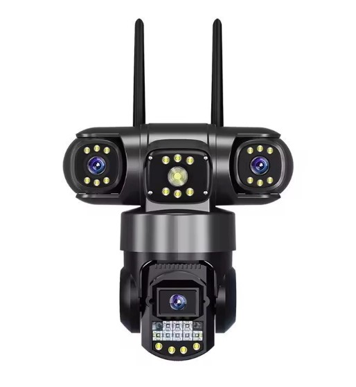 دوربین امنیتی هوشمند سه لنزه سیم کارتی WiFi 9Mpبا پوشش 360 درجه سفید