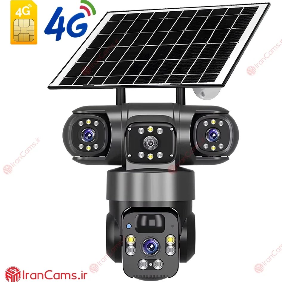 دوربین مداربسته سیم کارتی خورشیدی باطری دار ۳ لنز اوکم پرو 15MP مدل TZ-3