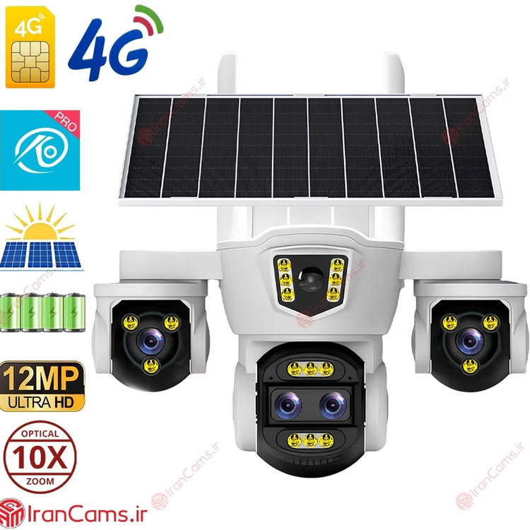 دوربین سیمکارتی خورشیدی سه لنز 12 مگاپیکسل زوم دار O-KAM PRO مدل ZRS1-WP-G-2+2 مشکی
