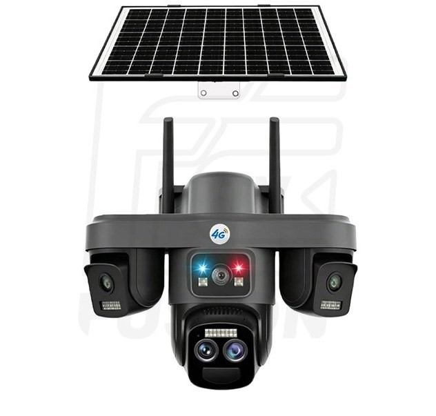 دوربین سولار سیمکارتی TZ8 سه لنز 15 مگاپیکسل ده ایکس زوم 4G با پنل خورشیدی | مناسب باغ و ویلا سفید