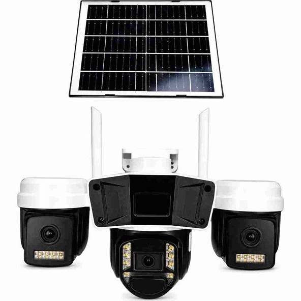 دوربین مداربسته سیمکارتی خورشیدی 3لنز چرخشی okam pro مدل TL4 مشکی