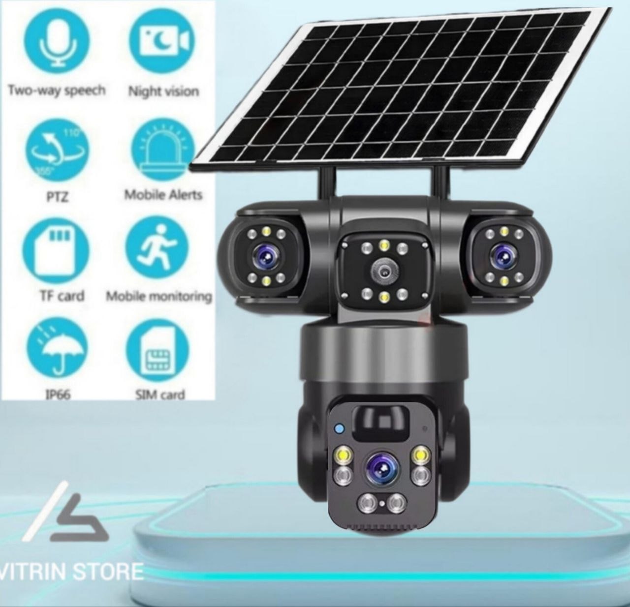 دوربین مینی اسپیددام خورشیدی سیمکارتی 16 مگاپیکسل 3 لنز شارژی باطری دار (High speed)