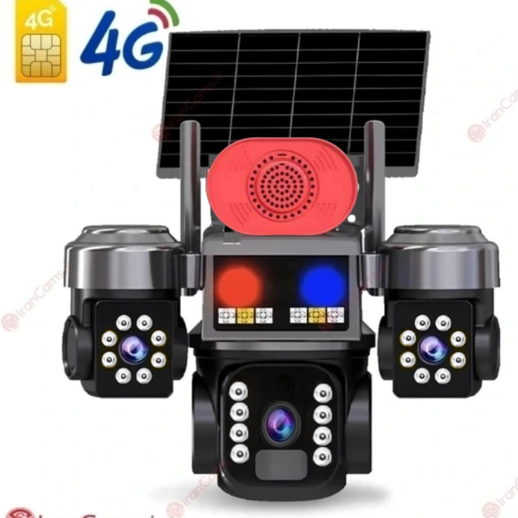 دوربین امنیتی خورشیدی ۳ لنز سیمکارتی مدل LD002-G سفید