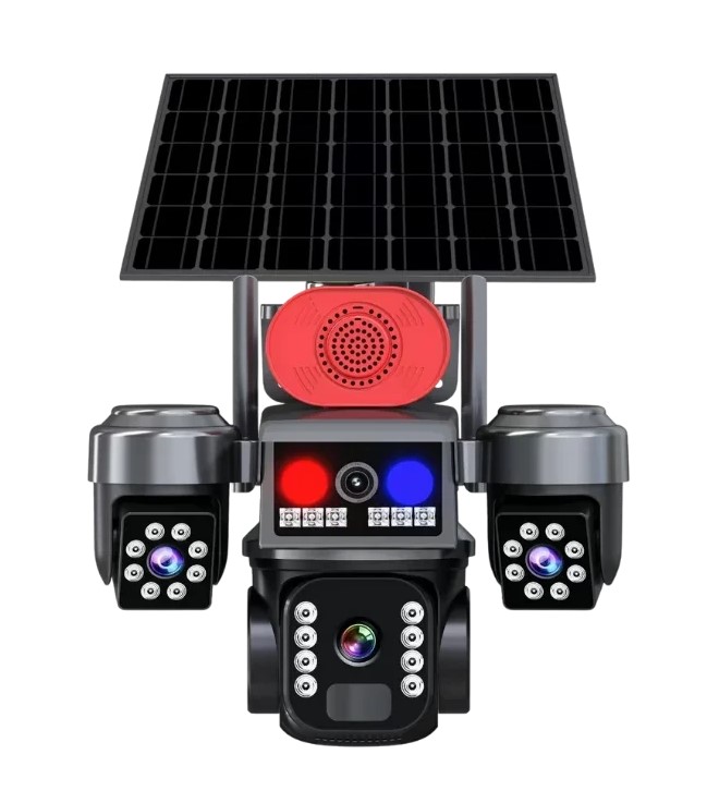 دوربین مداربسته خورشیدی سیمکارتی V380 مدل LX-XW818-4G سه لنز ۱۲ مگاپیکسل